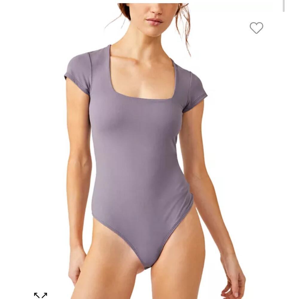 NWOT Free People Square Eyes Bodysuit in Blue Granite​​
